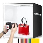 Glendan 20x20 inch Light Box Photography, Large Photo Studio Light Box, Professional Dimmable Photo Booth with 240 LED Lights & 6 Double-Sided Color Backdrops Photo Box for Product Photography