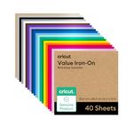 Cricut® Value Iron-On - Rainbow Sampler - 12 in x 12 in (40 ct) - HTV Heat Transfer Vinyl