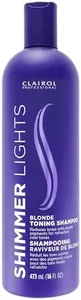 Clairol Professional Shimmer Lights Purple Shampoo, 16 fl. Oz, Neutralizes Brass & Yellow Tones, For Blonde, Silver, Gray & Highlighted Hair Packaging May Vary