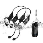 KIMAFUN Dual Wireless Headset Microphone for 2 People,Work 6hs/165FT Range Waterproof Fitness Mics for Water Sports,Fitness Instructor,Yoga Teaching,Speaker,PA,Audio Mixer GWP91-1(2TX1RX)