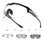 SCVCN Photochromic Cycling Glasses for Men Women UV400 Sports Glasses for Youth Windproof Goggles for Baseball Golf