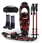 G2 21 Inches Light Weight Snowshoes for Women Men Youth, Set with Trekking Poles, Tote Bag, Gaiters,Special Fast Ratchet Binding, Red Available