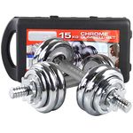 Dolphy Chrome Iron Fixed Dumbbell Set for Home Gym Workout (15 Kg) , Silver