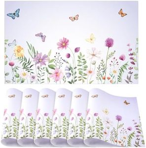 100 Pack Disposable Spring Summer Floral Paper Place Mats 11 x 17 Inch Disposable Placement Mats for Dining Table Bulk Rectangle Colored Butterflies Flowers Charger Place Mat for Summer Flower