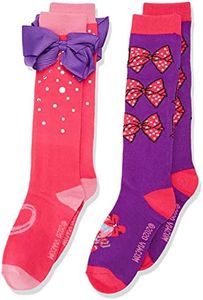 JoJo Siwa Girls 2 Pack Knee High Socks, Purple Bow, 9-11