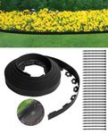 Garden Edging, Bordure De Plate Bande Jardin, No Dig Landscaping Edging Rubber 33FT(10M) - 2 IN(5CM) High with 30 Spikes for Lawn Edger, Garden Border, Flower Bed,Gravel Path (Black, 33FT - Hight 2IN)