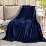 JIAHANNHA Navy Blue Throw Blanket Twin Size 60 by 80 Inches Flannel Fleece Blanket for Couch Sofa Bed 280GSM,Super Soft Cozy and Luxury Bed Blanket for All Season