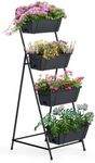 4 Tier Vertical Garden Planter Herb Garden Planter Outdoor Planters for Outdoor Plants Standing Vertical Raised Garden Bed Tiered Garden Vegetable Planter with Drainage Holes (Grey)