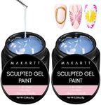 Makartt 3D Nail Gel: 3D Painting Gel Clear Nail Gel For Nails Art 2pcs Chrome Nail Powder No Wipe UV Gel for Gel Nail Polish Micro 3D Sculpting Gel For Nail Art 3D Carving Drawing Gel Home & Salon DIY