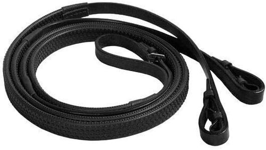 Cwell Equine Classic Super Soft Jelly Rubber Pimple Grip Leather Reins Black/Brown (COB, BROWN)