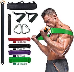 FOSER Portable Resistance Bar with Resistance Bar Pull-up Resistance Band Set, Resistance Bar Kit with Handle and Door Anchor,Home Gym Whole Body Strength Training bar (Rotating Resistance bar kit)