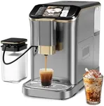 GarveeHome Fully Automatic Espresso Machine 20 Bar, Espresso Coffee Machines With Milk Frother Steam Wand, Insulated Milk Container for Cappuccino, Latte, Espresso Maker (Gold)