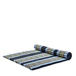 Leewadee - Foldable Floor Mattress - Japanese Roll Up Futon -Trifold Tatami Mat- Guest Floor Bed - Camping Mattress - Thai Massage Mat, Kapok Filled, 75 x 57 inches, Blue