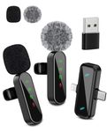 Wireless Mini Lavalier Lapel Microphone for iPhone iPad & Android Phone, 2 in 1 Lapel Mic for Video Recording- Clip on Dual Mics with Noise Reduction for Video YouTube Tiktok Podcast Vlogging(2 Pack)