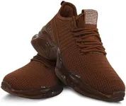 CLOUDAIR Women's Vesta Casual Fashion Sneaker - Slip-On Sock Women's Running Shoes - Air Cushion, Non-Slip & Breathable Platform Sneakers for Walking - Lightweight Girls Sneakers, Brown, 9 UK