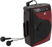 GPX Portable Cassette Player, Compatible With Headphone, 3.54 x 1.57 x 4.72 Inches, Requires 2 AA Batteries - Not Included, Red/Black (CAS337B) Black/Red