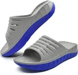 GPOS Mens Sport Recovery Sandals Plantar Fasciitis Thick Cushion Slides Sandals Lightweight Comfort Orthotic Open Toe Slippers Grey Blue Size 14