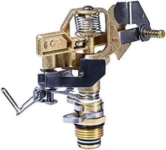 YAMATIC 1/2 Inch Brass Impact Sprinkler Head, Heavy Duty Impact Sprinkler Head with Nozzles, Adjustable 20° to 360° Circle Pattern for Garden, Lawns, Yard Irrigation