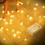 Romwish 12M 120LED Fairy Lights, Battery Operated Warm White String Lights, Copper Wire Firefly Lights for Kids Bedroom Indoor, Birthday, Christmas, Wedding, Party, Tree, Wall Decoration