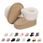 outfit spring Baby Winter Warm Fleece Bootie, Newborn Non-Slip Soft Sole Winter Shoes Sock Shoes Cute Adjustable Crawling Shoes Prewalker Boots for Girls Boys Toddler 0-18 Months Khaki 6-12 Months