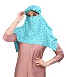 7 season's Girls Cotton Short Scarf Cum Mask Universal Size/Usable For Vehicle Driver For Sunlight Uv Protection/White Printed Design (Cap_Firozi, Free)