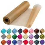 29cm x 25m Roll of Organza Sheer Fabric - Elegant Decorative Cloth for Wedding Chair Bows, Table Runners, Party Favours - Crafting Supplies for Ribbons, Dress Accents,and Bags, Champagne Gold