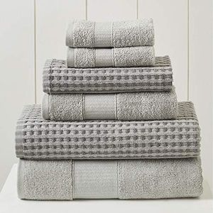 Amrapur Overseas 6-Piece Yarn Dyed Cobblestone Jacquard Towel Set Silver