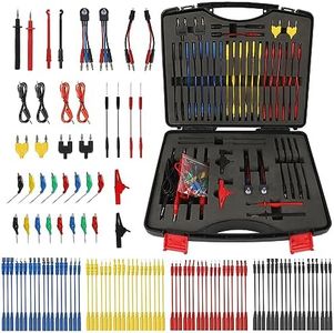110PCS Automotive Circuit Test Lead Kit, Multimeter Leads Kit,Multi Function Auto Diagnostic Tools with Power Back Probes Test Lead Set Wire Connectors Set with Black Carrying Case,Alligator Clips