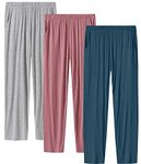 MoFiz Women's Pyjamas Trousers Bottoms Ladies Soft Comfy Casual Yoga Pajama Lounge Pants PJ Bottoms (Grey, light-blue, Purple) Size 2XL