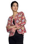 Ravaiyaa - Attitude is everything Women Winter Wear Reversible Quilted Jacket Long Sleeve Cotton Coat Floral Print Jackets (M, Red)