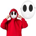 DKINY Shy Guy Mask for Kids Adults, White Full Face Mask Shy Guy Costume, Funny Shy Boy Mask Cosplay Props Accessories for Carnival Halloween World Book Day Masquerade