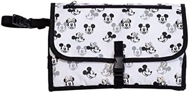 Disney Baby by J.L. Childress Portable Diaper Changing Station for Baby - Includes Wipes Case, Storage Pockets - Disney World Travel Essential - Travel Diaper Changing Kit - Mickey Minnie Ivory