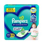 Pampers All round Protection Pants, Double Extra Large size baby diapers (XXL) 28 Count, Lotion with Aloe Vera