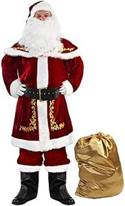 WeGuard Deluxe Velvet Adult Santa Suit for Men 12PCS Set Christmas Santa Clause Costume (XX-Large)