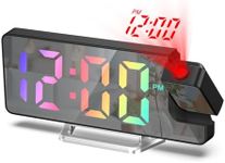 ORIA Projection Alarm Clock, Digital Projection Clock, 7.9'' Color Display LED Alarm Clock with 180°Rotatable Projector & Adjustable Brightness & Snooze, Temperature, USB Charging Alarm Clock for Home