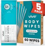 Vive Body Wipes (60 Count) - Adult Wipes for Elderly - Disposable Bath Wipes for Adults Bathing No Rinse - Personal Cleansing Wipes for Bedridden, Injured Adults - Wet Wipes for Women & Men Traveling