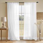 NAKIHOUSE Voile Curtain, 2 Panels Net Curtains for Windows 63 Drop, Elegant Slot Top Sheer Curtains, Light Filtering White Voile Curtains for Living Room, Breathable & Graceful Window Drapes