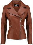 Jild Women's Asymmetrical Zip-Up Real Lambskin Leather Motorcycle Jacket - Casual Fashion Moto Biker Leather Jacket Women (BW-Tan-XXS)