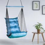 Curio Centre Cotton Swinging Hammock Hanging Swing Chair/Hammock Swing for Adults & Kids/Swing for Indoor Outdoor, Garden & Patio/Durable Portable Jhula/Swing for Home - Light Blue