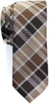 Retreez Modern Classic Plaid Check Styles Woven Microfiber Skinny Tie - Brown