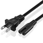 TNP Universal 2 Prong Power Cord (1 Feet)(2 Pack) - NEMA 1-15P to IEC320 C7 Figure 8 Shotgun Connector AC Supply Cable Wire Socket Plug Jack (Black) Compatible with Apple TV, PS4, PS3 Slim, LED HDTV