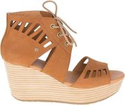 Caterpillar Women's Alma Ghillie Tie Platform Wedge Sandal, Dogwood, 8.5 Medium US