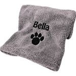 Personalised Dog Towel Personalised Dog Gifts Presents for Dogs Absorbent Pet Towel for Dogs Personalised New Puppy 100 x 50 cm Dog Towels Drying Blanket Christmas Small Medium Large Grey