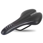 DRBIKE Comfortable Bike Seat for Men & Women, Bike Saddle with Soft Memory Foam Padded, Wide Bicycle Saddle Replacement Universal Fit for Mountain, Road, Cruiser & Indoor Bike, Waterproof, Gray