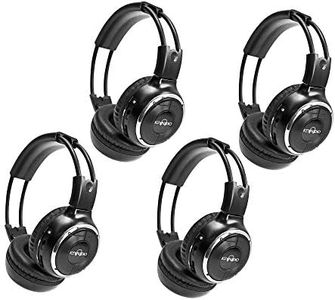 RP Accessories IR-2008B Infrared Wireless Headphones, 2-Channel Folding Universal Rear Entertainment System IR Headphone for Car TV and DVD Player Audio, Set of 4