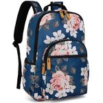 Leaper Water-resistant Floral Backpack for Women Casual Travel Bag, 15.6-Inch Laptop Backpack for Women, Girls Bookbags Satchel Stylish Casual Daypack Dark Blue