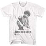 Jimi Hendrix 1963 Rock Guitarist Singer Songwriter Icon Jammin Faded T-Shirt - WHITE - Large