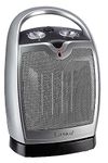 Lasko Oscillating Ceramic Tabletop Space Heater for Home with Adjustable Thermostat, Carrying Handle, 2 Speeds and Fan Only Mode, 11.6 Inches, Silver, 5409