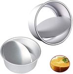 DUJIAOSHOU 2 Pack 6/8 Inch Alloy Cake Mold,Non-Stick Baking Tins Deep Aluminum Round Cake Pan with Removable Bottom for Wedding/Birthday/Christmas Cake Baking