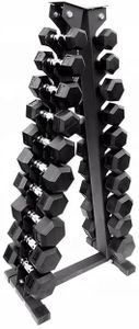 Equipped Gym - Weights Dumbbells Set With A Shaped 6 Tier Rack Stand. 1kg-10kg Pairs Cast Iron Gym Weights in 1kg increments. Gym Equipment For Home And Commercial Use For Both Men And Women